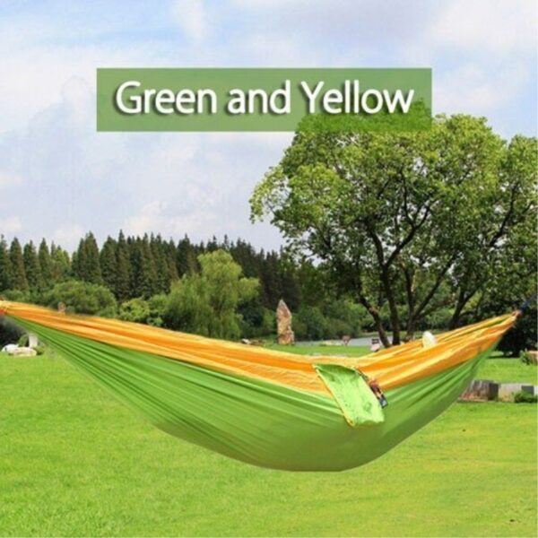 Portable Nylon Outdoor Hammock Green & Yellow