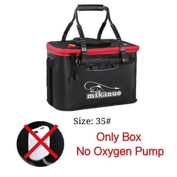 Collapsible/Folding Thickened Live Fish Box & Oxygen Pump - Black 35cm - No Oxygen Pump