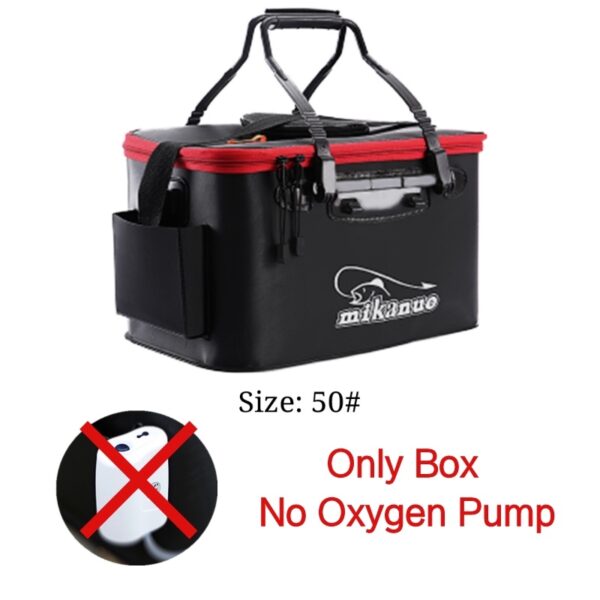 Collapsible/Folding Thickened Live Fish Box & Oxygen Pump - Black 50cm - No Oxygen Pump