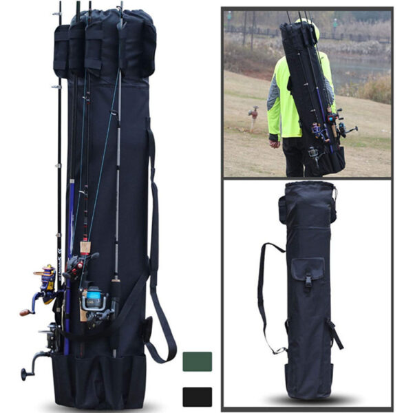 Multifunctional Fishing Rod Bag - Fishing Gear Storage Bag Black