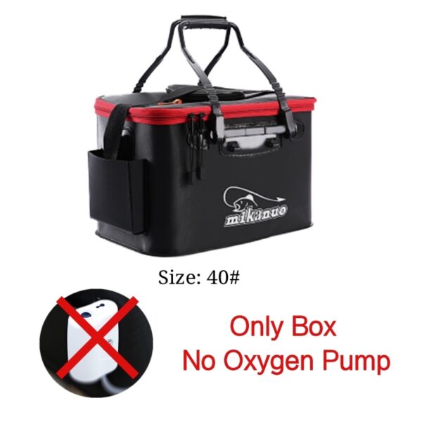 Collapsible/Folding Thickened Live Fish Box & Oxygen Pump - Black 40cm - No Oxygen Pump