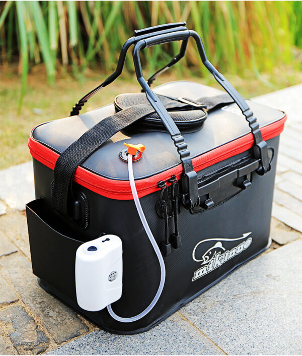 Collapsible/Folding Thickened Live Fish Box & Oxygen Pump - Black With Oxygen Pump