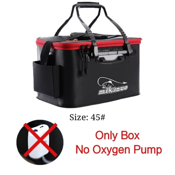 Collapsible/Folding Thickened Live Fish Box & Oxygen Pump - Orange 45cm - No Oxygen Pump