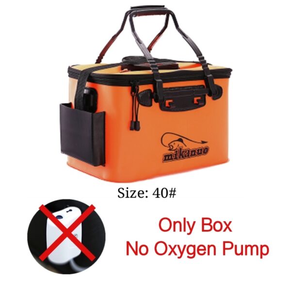 Collapsible/Folding Thickened Live Fish Box & Oxygen Pump - Orange 40cm - No Oxygen Pump