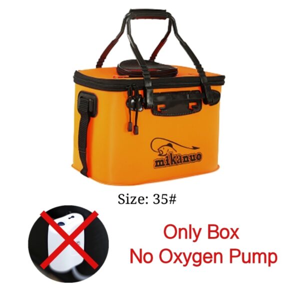 Collapsible/Folding Thickened Live Fish Box & Oxygen Pump - Orange 35cm - No Oxygen Pump