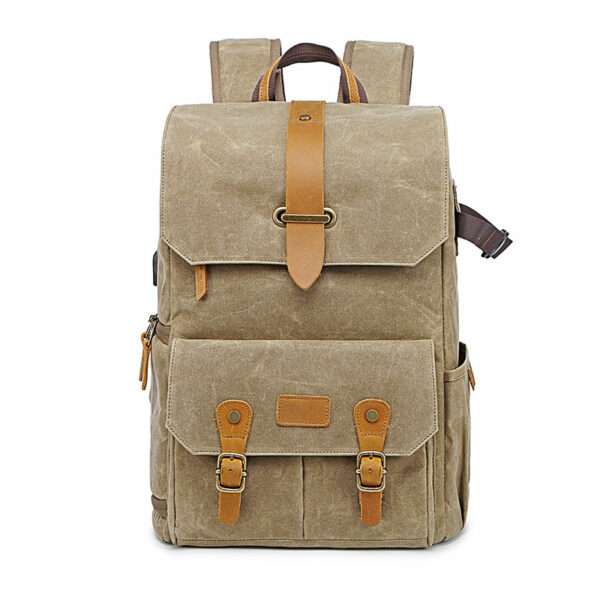 Versatile Canvas Camera & Photography Backpack - Khaki