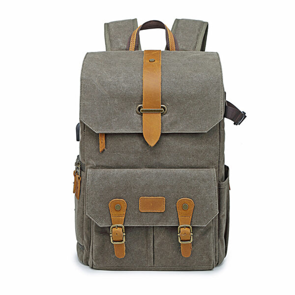 Versatile Canvas Camera & Photography Backpack - Army Green