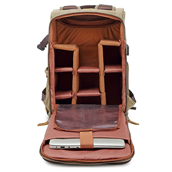 Versatile Canvas Camera & Photography Backpack Open